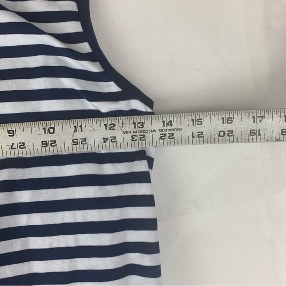 J. Crew women's small navy blue white stripe midi dress open tie back casual pre - Picture 4 of 7